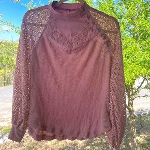 Free People Sweetest Thing Thermal & Lace Top - Women's Size Small